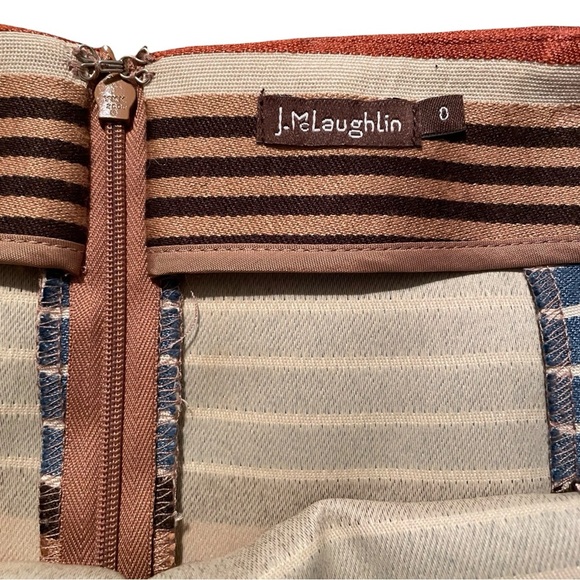 J. McLaughlin Pencil Skirt Womens 0 Short Stripe Indigo Multicolor Zip with Slit - Picture 3 of 4